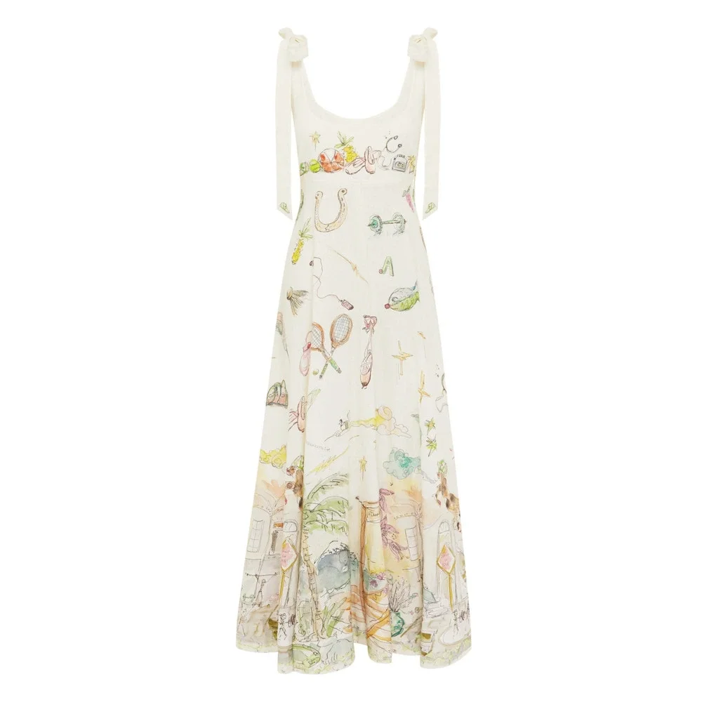 Alemais Anouk Colantoni Ballet Tie-Strap Midi Dress US 2 - Picture 1 of 13